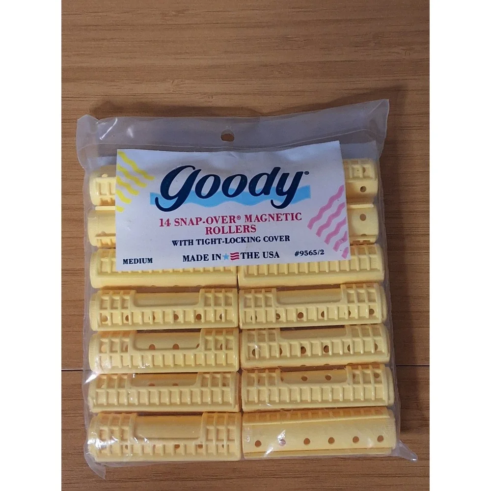 Vintage Goody Magnetic Hair Roller Bundle  3 Packs Snap Over Green Lg Yellow Med
